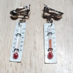 Vintage 1970s Thermometer Clip-on Earrings